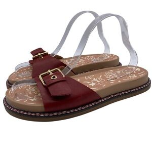 Lucky Brand Womens Shoes Anelia Sandals Red Leather Slip On Casual Size 6.5